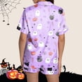thumbnail image 5 of IMENGL Womens Halloween Pajama Sets Soft Casual Short Sleeve Button Down Tops and Shorts Comfort Comfy Loungewear Pajamas Set for Women,S-XXXL, 5 of 7