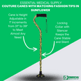 thumbnail image 3 of Essential Medical Supply Couture Offset Fashion Cane with Matching Standing Super Big Foot Tip in Sunflower Style, 3 of 6