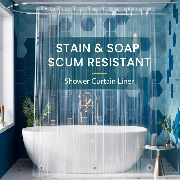 Shower Curtain Liner, 72x72 Clear Shower Curtain Liner, Waterproof Plastic Shower Liner, Cute Lightweight PEVA Shower Curtain for Bathroom