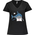 thumbnail image 3 of Inktastic Shark Dinner Women's Plus Size V-Neck T-Shirt, 3 of 5
