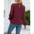 thumbnail image 3 of Women Lace Crochet Blouse Tops Casual V Neck Long Sleeve Hollow Elegant T Shirt Cogild, 3 of 7
