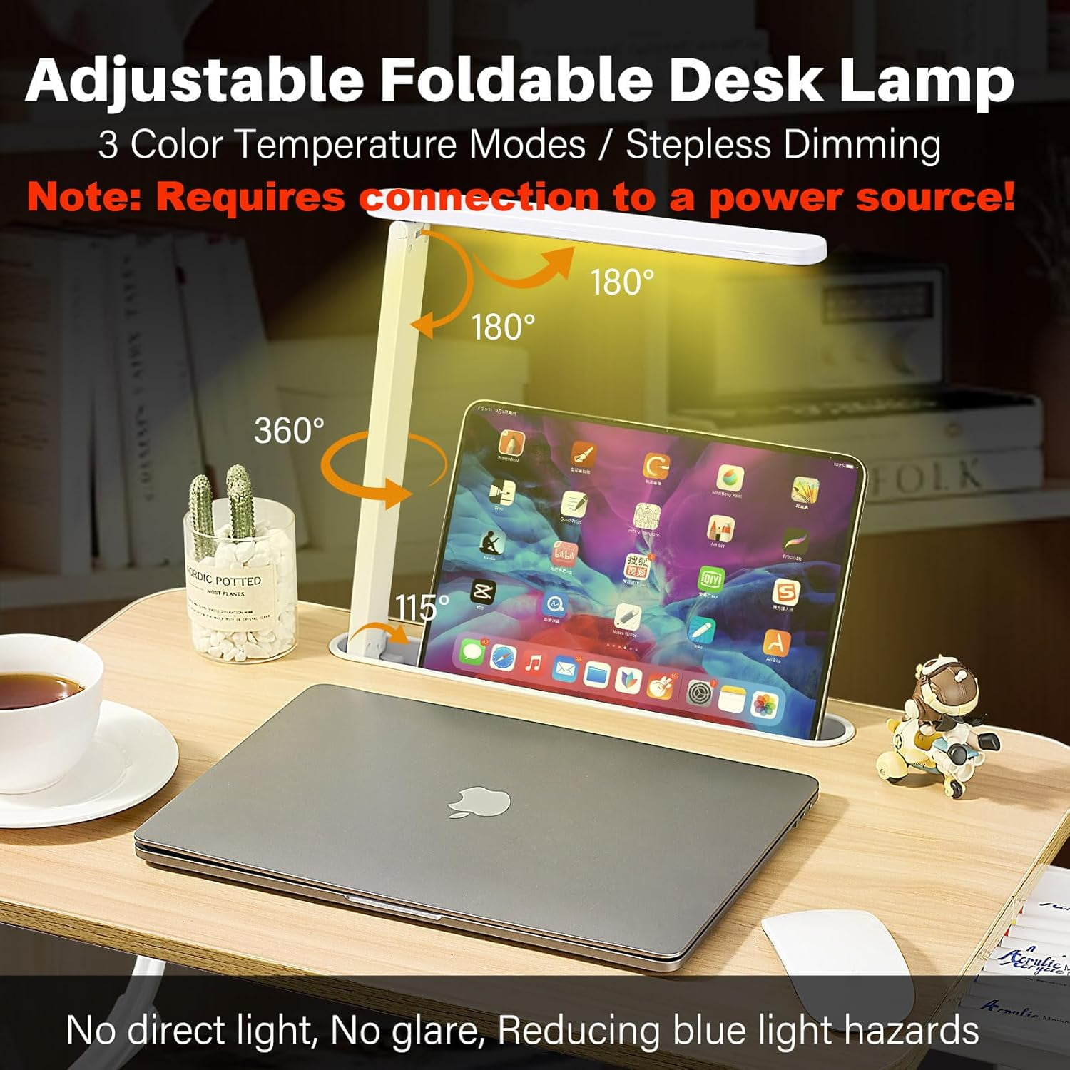 Laptop Deskfor Bed Lap Desk with LED Desk Light, Adjustable Tablet Bed Table with Foldable Legs Storage Drawer, Breakfast Serving Tray Folding Laptop Stand Reading Holder for Sofa Couch Floor (Maple)