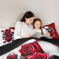 thumbnail image 5 of Feelyou Couple Skeleton Skull Full Size Comforter Sets, Anniversary Red Rose Bedding Comforter Set, Gothic Romantic Theme Reversible Bedding Sets, Luxury Bedroom Decor, 3 Pieces, 5 of 8