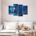 thumbnail image 2 of Elephant Stock Stained Blue Buddha Wall Art - Horizontal Multi Panel Canvas - Living Room Wall Decor - People Multi Panel - Blue And Orange Decor - 43" x 27", 2 of 8