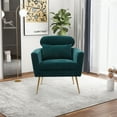 thumbnail image 2 of ARCTICSCORPION Upholstered Reading Chair, Single Sofa Chair with Metal Legs and Throw Pillow, Leisure Chenille Accent Chair Club Armchair for Living Room, Bedroom, Dorm and Office, Peacock Blue, 2 of 7