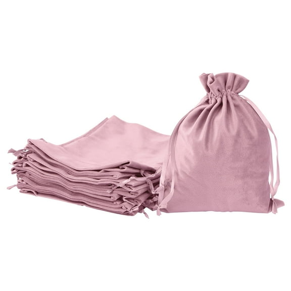 Koyal Wholesale 8" x 10" Mauve Velvet Drawstring Favor Bags, 25-Pack