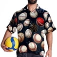 thumbnail image 4 of Baseball Men's Short Sleeve Spread Collar Hawaiian Shirts, Casual Printed Button Down Summer Beach Tops, Unisex Men's Shirts, 4 of 6