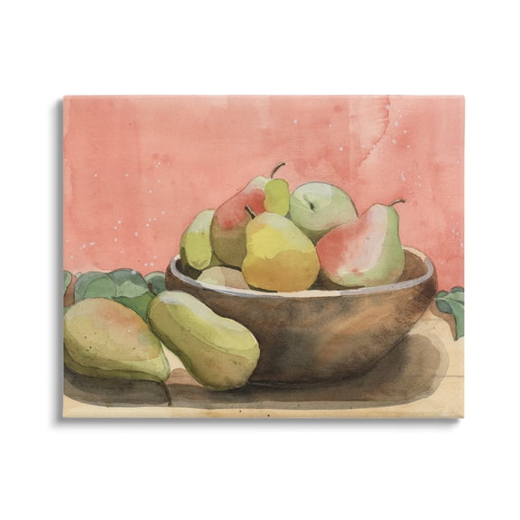 Stupell Industries Watercolor Pears Still Life Food & Beverage Painting Gallery Wrapped Canvas Art Print Wall Art, 20 x 16