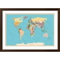 thumbnail image 2 of Art.com Highly Detailed World Map with Vintage Color. Art Print by frees, Brown Frame Wall Art, 44" x 32", 2 of 5