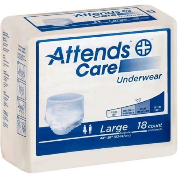 Attends Adult Absorbent Underwear Pull On, Disposable, Moderate Absorbency, Incontinence Underwear, Bag of 25, Size L
