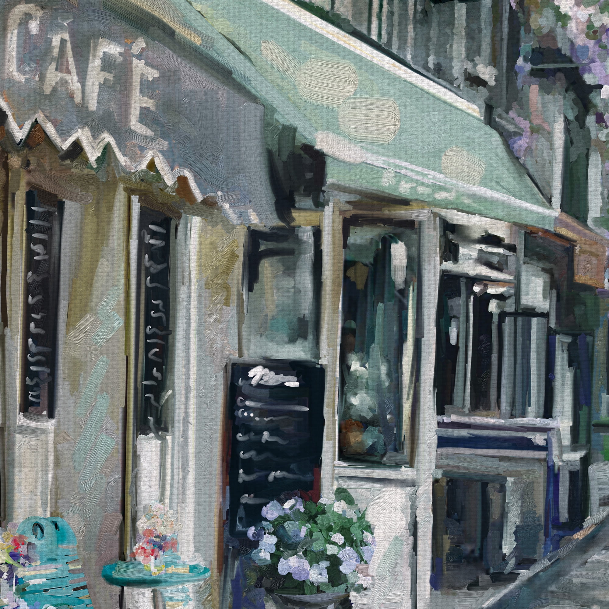 Masterpiece Art Gallery Bistro de Paris II Square City Cafe By Studio Arts Canvas Art Print 22" x 28"