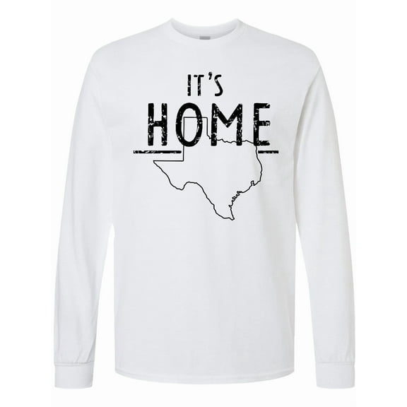Inktastic Its Home State of Texas Outline Distressed Text Long Sleeve T-Shirt