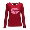 thumbnail image 4 of Women's Long Sleeve T-shirt Ladies Long Sleeve Crewneck Top Big Lips Print Pullover Casual T Shirt, Women's Long sleeve T-shirt, 4 of 4