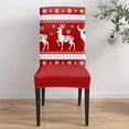 thumbnail image 4 of Chair Covers for Dining Room Set of 6,Xmas Reindeer Winter Snow Stretch Seat Protector Removable Washable Chairs Slipcovers for Kitchen Banquet Wedding Hotel,Snowflake Retro Geometric on Red, 4 of 6