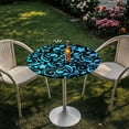 thumbnail image 3 of SEANATIVE 4 PCS Spandex Round Table Covers for 24 Inch Cocktail Tables Decorative Small Round Table Topper Cap Tablecloths Elastic Fit for Birthday Parties, Blue Black Sea Turtle Flower, 3 of 7