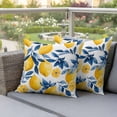 thumbnail image 6 of 2 Pack Outdoor Waterproof Throw Pillow Covers,Watercolor Lemon Blue Leaves on White Decorative Square Pillow Case Patio Pillowcases for Chair Couch Sofa 16x16in, 6 of 9