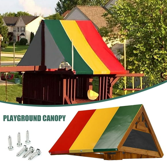 ”Swing Set Replacement Tarp 52””x89”” Waterproof Kids Playground Roof Cover Outdoor Swingset Slide Sun Shade Proof Tarp Replacement Sunshade