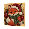 thumbnail image 2 of Cute Fox Rhinestone Gem Art Kit with Santa Hat, DIY Beaded Canvas Home Decor for Christmas Holiday, Winter Holiday Wall Hanging Craft, Red Green, 1-Pack, 2 of 8