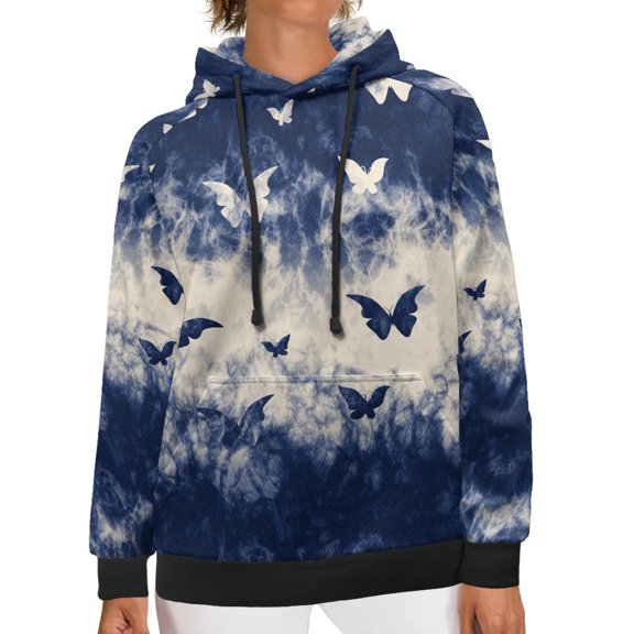 SCRAWLGOD Butterfly Women Pullover Hoodie Sweaters for Women Plus Size 2XS Tops Fall Long Sleeve Hoodie Women Graphic Lightweight Hoodies Sweatshirts for Women Casual