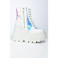 thumbnail image 3 of Cape Robbin Radio Holographic Platform Ankle Chunky Block Heels Boots White (White, 7), 3 of 6
