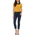 thumbnail image 2 of INSPIRE CHIC Chemisier à Col Peter Pan Manches Courtes pour Femmes Travail Bureau Contrasté S Jaune, 2 of 6