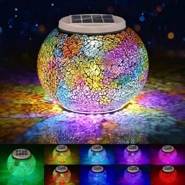 Color Changing Mosaic Solar Lights Outdoor Decorative Table Lamp Waterproof Multi Led Glasses Night Light For Garden Party Bedroom Patio Lawn Indoor Ideal Gifts Com Color Changing Mosaic Solar Lights, Mosaic Solar Garden Lights