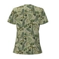 thumbnail image 3 of Uemuo Tropical Plants Green Drawing Women's Deep V-Neck Low Cut Tops - Casual Loose Fit with Stainless Steel Loop, Soft, Breathable, Perfect for Office, Travel, and Daily Wear-Small, 3 of 5