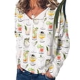thumbnail image 1 of FASHIONWT Women Plus Size Printed Long Sleeve Half Open Collar Casual T-Shirt Top, 1 of 3