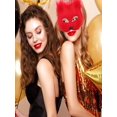 thumbnail image 4 of 2025 Halloween Plush Half-Face Mask & Tail Keychain Set - Lifelike Animal Cosplay Mask for Men/Women, Comfortable Fancy Dress Accessory for Halloween Costumes, Masquerade Parties,Red, 4 of 10