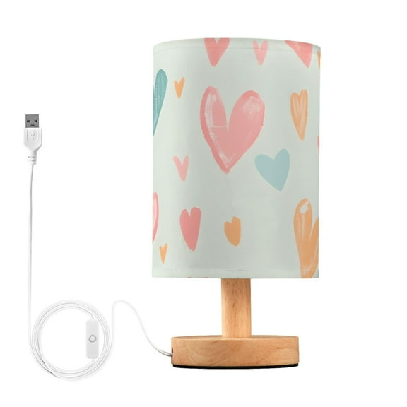 Love Colorful Hearts Chalk Painting Table Lamp with USB Port LED Warm Light Lamp Night Light Home Decor