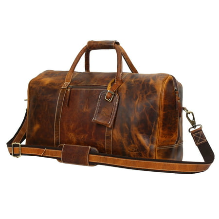Leather Travel Duffel Bag - Airplane Underseat Carry On Bags By Rustic Town (Brown) - 0