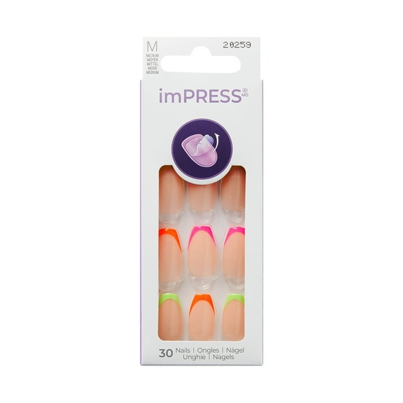 KISS imPRESS Design  Press on Nails, Rejoice, Multicolor, Medium Coffin, 30 Count