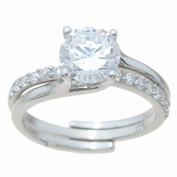 925 Sterling Silver Interlocking Wedding Ring Set - Size 5