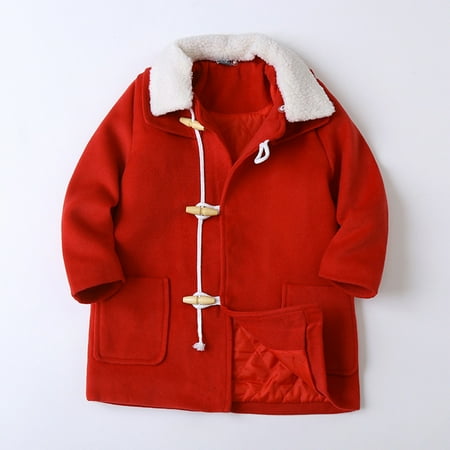 

Qazqa Toddler Boys Girls Winter Thicken Coat Solid Jacket Windproof Thick Warm Outwear Woolen Overcoat