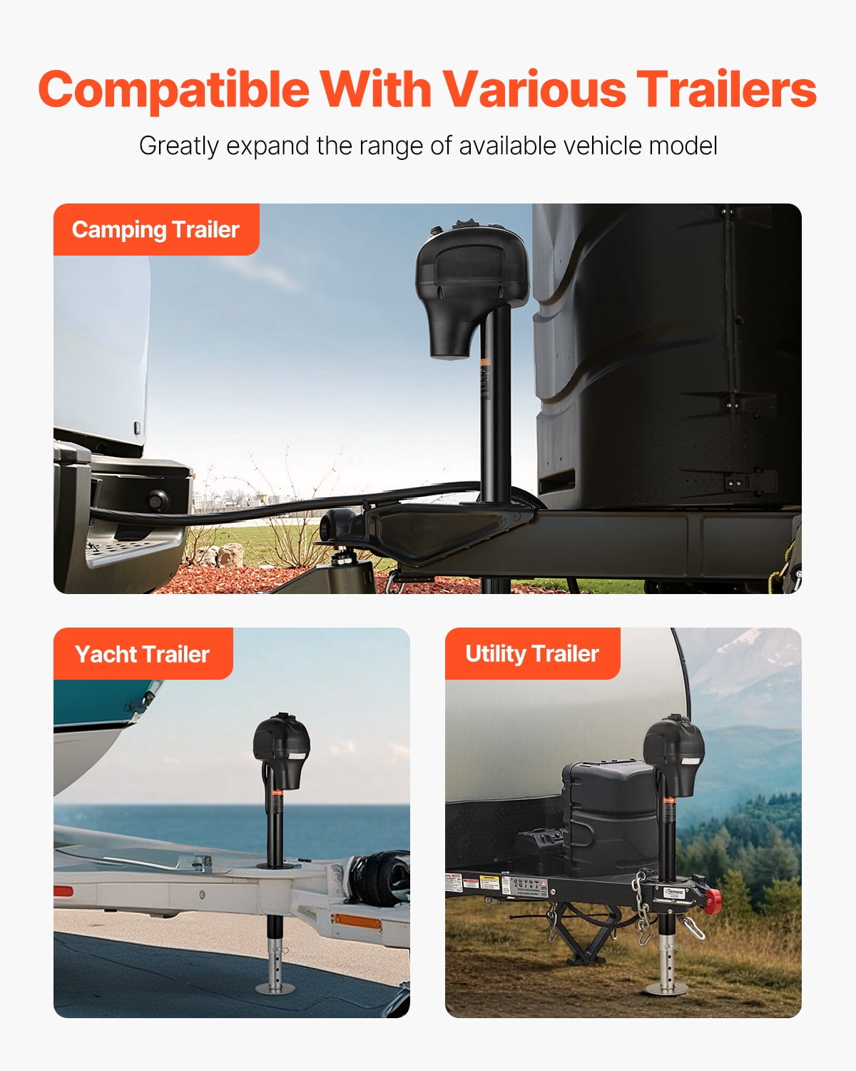 VEVOR Electric Trailer Jack, 3500 lbs, Heavy Duty RV Electric Power Tongue Jack with 7-pin Connector, Manual Crank Handle & Weatherproof Jack Cover,9.5"-27.5" Lift, for Trailers, Campers & RVs, Black