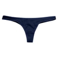 thumbnail image 2 of Pleated Thong Bikini Bottom High Cut Brazilian Cheeky Swimsuit Low Rise Solid Bathing Suit Bottom Navy 3XL, 2 of 3