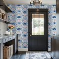 thumbnail image 3 of Peel and Stick Wallpaper Butterfly Floral Blue Pink Gold Folk Art Botanical Wall Mural 17.7in x 9.8ft Self Adhesive Removable Wall Paper Renter Friendly Wallpaper for Nursery Bedroom Cabinets, 3 of 8