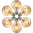 thumbnail image 1 of Newway Set Of 6 Vintage Edison Bulbs E27 Led Globe Bulb G80 6w Warm White 2700k, 1 of 4