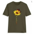 thumbnail image 2 of Blouse Été Manches Courtes T-shirt Tournesol T-shirt Femmes Tournesol Imprimé Col Rond Top, Vert, L, 2 of 7