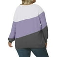 thumbnail image 3 of Plus Size Women’s Oversized Long Sleeve Sweatshirt, Color Block Casual Pullover Crewneck Top, Loose Fit Comfortable Lightweight Top Light Purple, 3 of 4