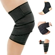 (2 Pack) 1 Pair Elastic Knee Brace Compression Bandage Straps Wraps Support for Legs Pain Relief Knee Pad Sleeve for Women Men Running Basketball Tennis Soccer Football