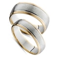 thumbnail image 4 of Pompeii3 Two Tone 14k White & Yellow Gold Matching Wedding Ring Set His Hers Brushed Band, 4 of 5