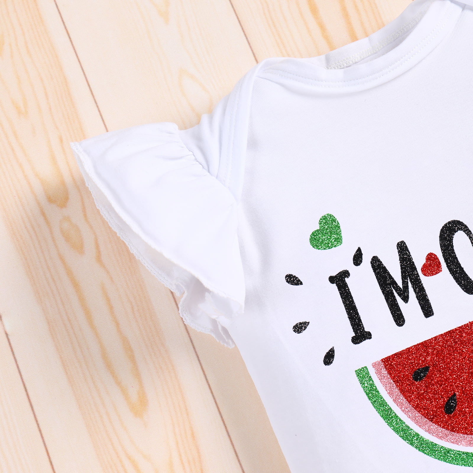 IBTOM CASTLE Baby Girls Watermelon 1st/2nd Birthday Outfit Princess Ruffle Romper Tutu Skirt Leggings Headband 4pcs Clothes Set 12 Months Red-I'm One