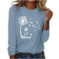thumbnail image 2 of Viikei Long Sleeve Tops for Women Dressy,Fashionable Women's Printed Round Neck Pullover Long Sleeved Casual Top Light Blue XXL, 2 of 4