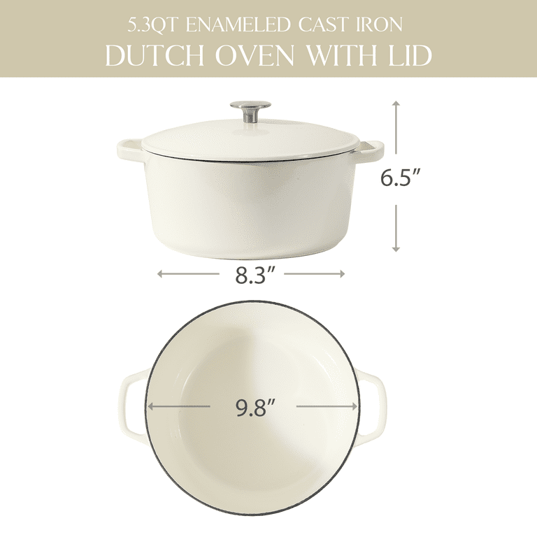 CAROTE 6Qt Enamel Cast Iron Dutch Oven Pot With Lid, Oven Safe Up to 500°F,  Cast Iron Pot Wide Flat Cooking Surface with Large Handle Metal Knob,  Locking in Nutrients and Easy