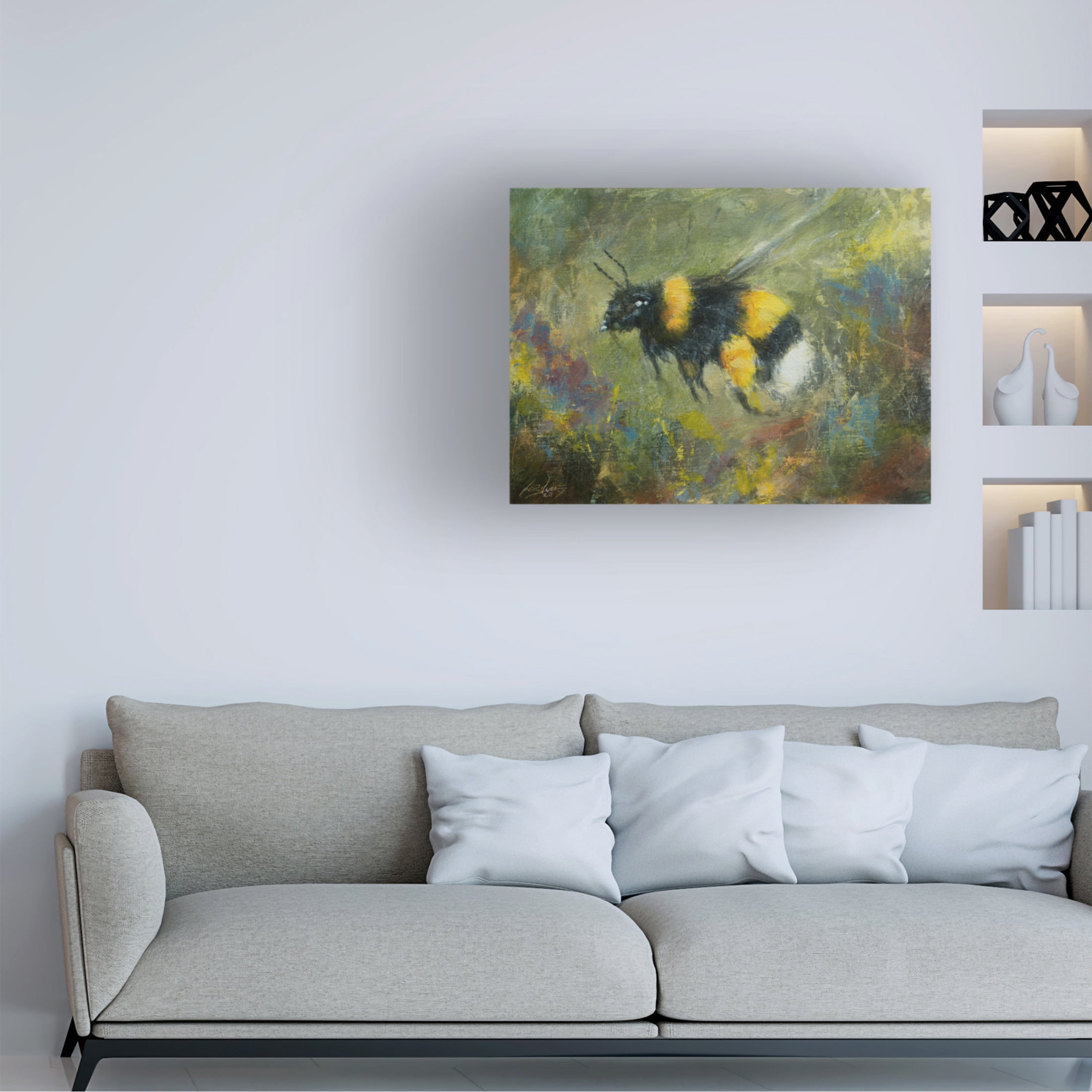 Canvas Wall Art - John Silver 'Bumblebee 3' Wall Art for Living Room, Bedroom, or Office Décor by Trademark Fine Art - 47 x 35 Inches