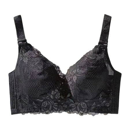 eileial Women s Underwire Unlined Bra Minimizers Non-Padded Full Coverage Lace Plus Size Black 34