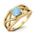 thumbnail image 2 of 0.50 Ctw Round Larimar Crossover Shank 925 Sterling Silver Gold Vermeil Mother's Day Gift Ring, 2 of 3