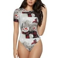 thumbnail image 2 of Picia Christmas Snowman With Hat Womens One Piece Swimsuits Modest Tummy Control Bathing Suits Lace Up Slimming Swim Suit-X-Large, 2 of 9