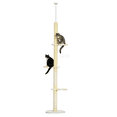 thumbnail image 1 of PawHut 87"-102" Floor to Ceiling Cat Tree w/ Anti-tip Kit, Yellow, 1 of 10